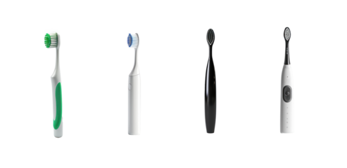 Collection of Modern toothbrush side view isolate on transparency background