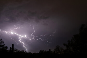 Evening lightning storm in the Arizona desert