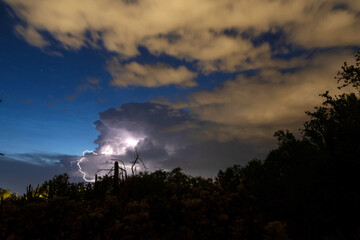 Evening lightning storm in the Arizona desert