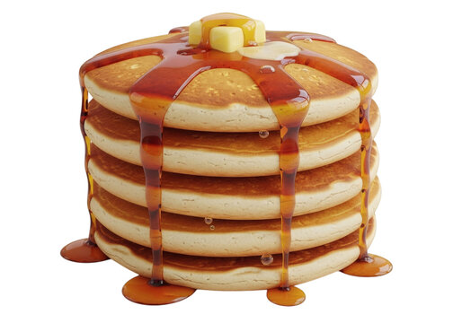 Delicious Stack of Pancakes with Maple Syrup and Butter Ready to Eat for Breakfast or Brunch Treat on Black Background Food Photography - Powered by Adobe