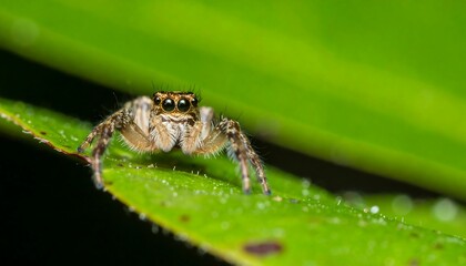 Fototapeta premium Close-up of a jumping spider on a leaf