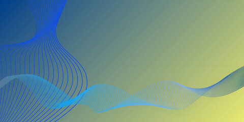 Abstract background with blue and yellow wavy lines. Vector illustration.