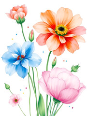 Fototapeta premium watercolor drawing flowers