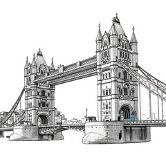 Obraz premium Detailed illustration of tower bridge london isolated on transparent background