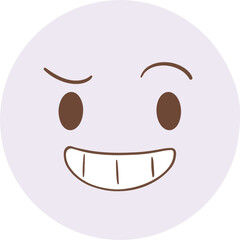 A mischievous grin on a purple face emoji