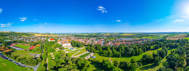 Panorama view of Slavkov castle grounds, Czech republic