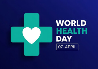 World health day celebrated on april 7 with a heart in the middle of a cross to promote healthcare and wellness awareness campaign