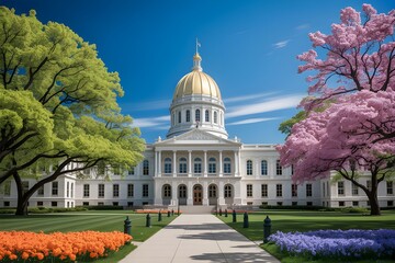 Georgia state capitol building in bloom