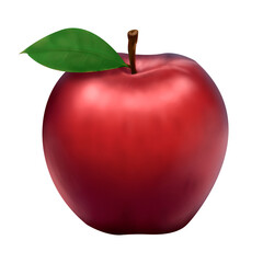 Hand drawn original digital art of a super detailed red apple, photo realism, digital illustration. Hight quality art isolated on a transparent background, non-ai