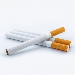 Three Cigarettes Laying on a White Background Smoking Tobacco Health Risk Image