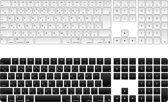 A high-resolution vector illustration of the keyboard with a Japanese JIS layout. This design is suitable for tech-related content, manuals, UI demonstrations, or digital product presentations