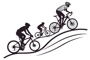 Obraz premium Mountain bike silhouette set isolated on transparent background cyclist on bicycle riding