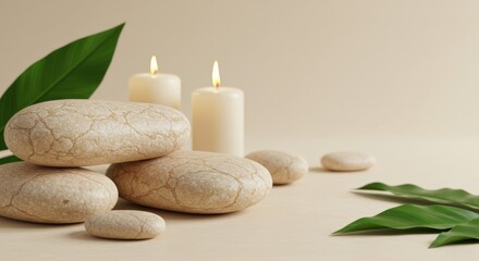 Zen Spa Scene with Stones and Candles