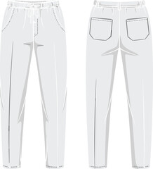 Front and back view of casual drawstring pants fashion illustration Keywords: fashion, clothing