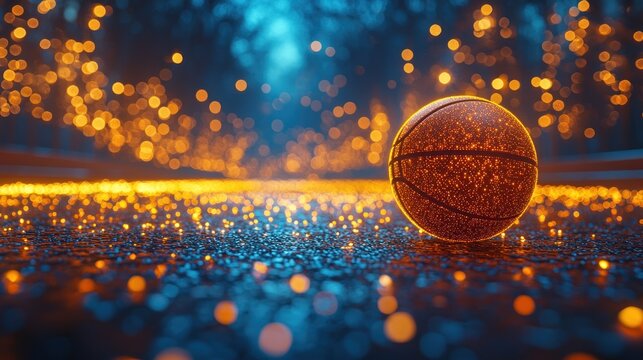 Basketball on glowing surface
