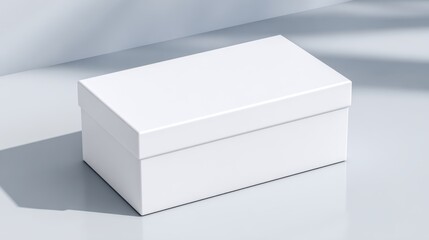 Fototapeta premium Minimalist white box on a smooth surface with soft shadows, ideal for packaging or storage solutions