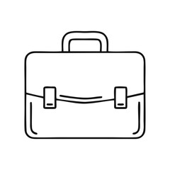 Hand Drawn Briefcase Icon. Business Bag Doodle Line Art Illustration.