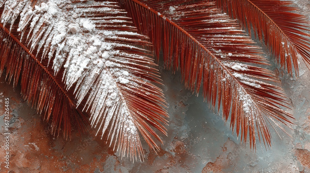 Poster close-up of brown feathers with white tips creating a textured abstract pattern.