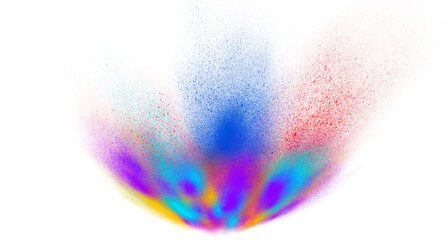 Abstract Rainbow Powder Burst with Flying Particles