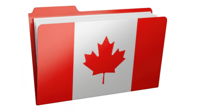 Canada flag folder for document management and organization isolated on transparent background