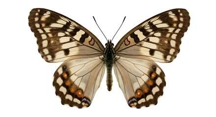 Fototapeta premium Elegant Butterfly: Detailed Wing Pattern on White