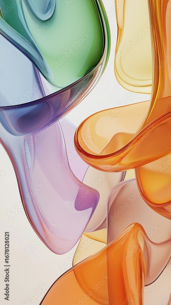 Aufkleber artistic abstract mobile wallpaper with colorful organic shapes and smooth curves, creating dynamic 
