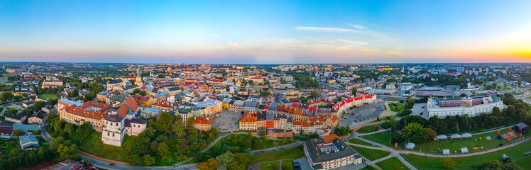Obraz premium Sunset panorama view of the old town of Lublin, Poland