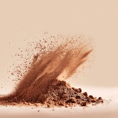 Dusty Powder Erupting from Ground, Brown Tones, Motion Dynamic, Abstract Composition for Artistic Backgrounds