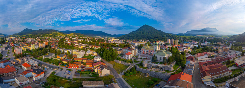 Panorama view of the old town of Ruzomberok, Slovakia