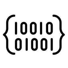 Binary Code Line Icon of Coding and Programing Icon Set