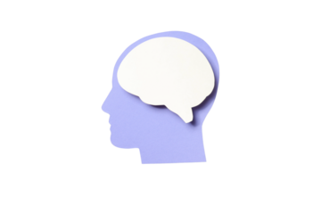 Stylized silhouette with thought bubble, isolated on white, PNG