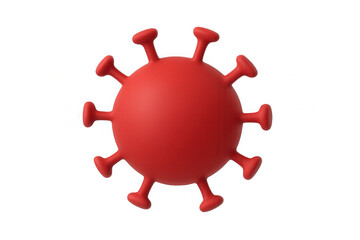 Rotating red coronavirus 3d model, transparent background, visualizing viral structure and pandemic-related medical concepts
