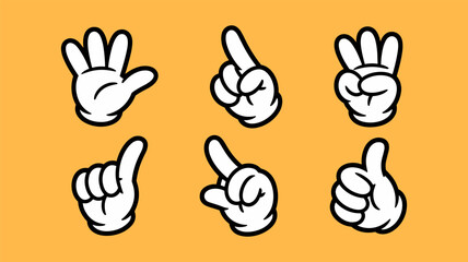 Cartoon hands showing different numbers and gestures