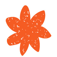 Abstract Orange Flower Shape with RISO Print Texture