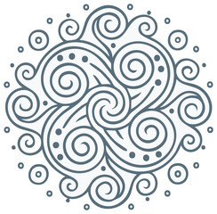 Obraz premium Elegant swirl pattern with curls and dots forming a circular decorative design, vector illustration