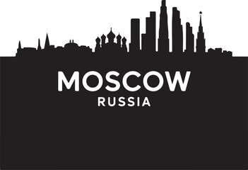 Fototapeta premium Moscow City Skyline Black Silhouette Vector Design