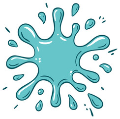 Obraz premium Splash of Liquid, Cartoon Water Droplets Spilling, Clean and Simple Style