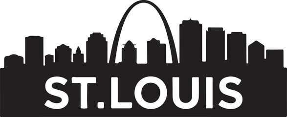 Fototapeta premium St. Louis Missouri skyline horizontal banner vector illustration, black and white city silhouette on white background