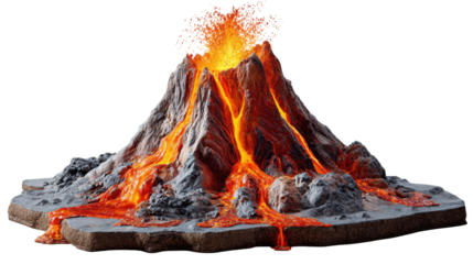 Erupting Volcano : Witness the raw power and majestic beauty of a volcano in full eruption, with fiery lava cascading down its slopes.