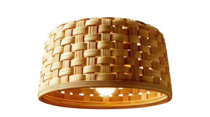 Obraz premium Woven Light Fixture: A close-up shot showcases a meticulously woven light fixture, its warm tones and intricate design creating a sense of handcrafted elegance and timeless appeal.