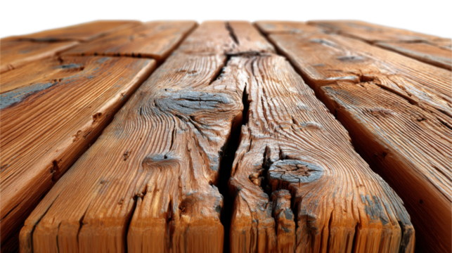 Textured Timber: A close-up perspective of weathered wooden beams showcases the intricate details of grain, knots, and cracks, exuding rustic charm and timeless quality. 
