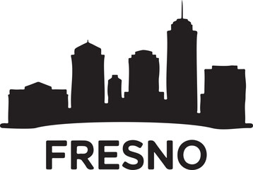 Fototapeta premium Fresno Skyline Black Silhouette Vector Design