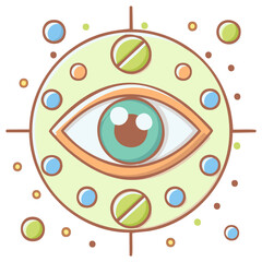 Mystical all seeing eye protection amulet with pastel geometric shapes