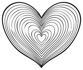 Concentric heart shape illustration design, black lines and white space symbol, graphic