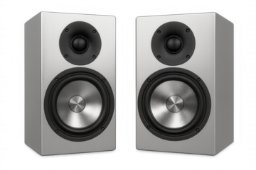 Music loudspeakers isolated on transparent background, creating a powerful sound system for home entertainment