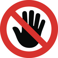 prohibition sign with hand gesture and face indicating no entry or access in restricted areas