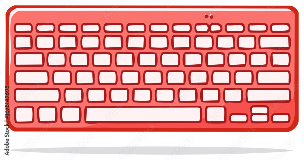 Fototapete flat red computer keyboard with white keys for typing and data entry