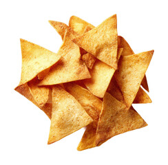 Crunchy tortilla chips kitchen table food top view isolated on transparent background