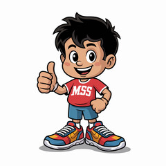 Cartoon illustration of a happy boy giving a thumbs up.