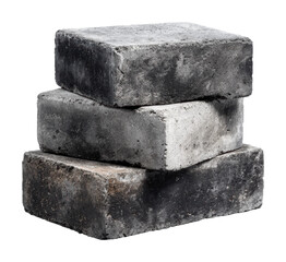 Construction action stacked concrete bricks workshop isolated on transparent background